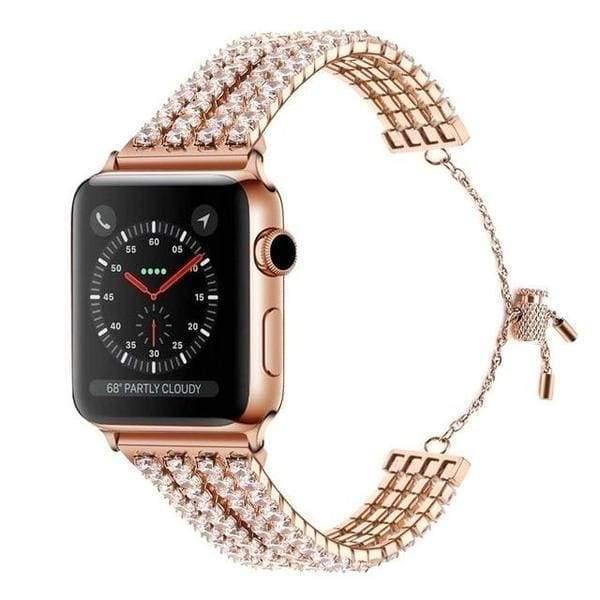 watches Rose Gold 4 / 38mm / 40mm Apple Watch Series 5 4 3 2 Band, Luxury Bling Crystal Diamond, Stainless Steel Link Bracelet for iWatch fits 38mm, 40mm, 42mm, 44mm