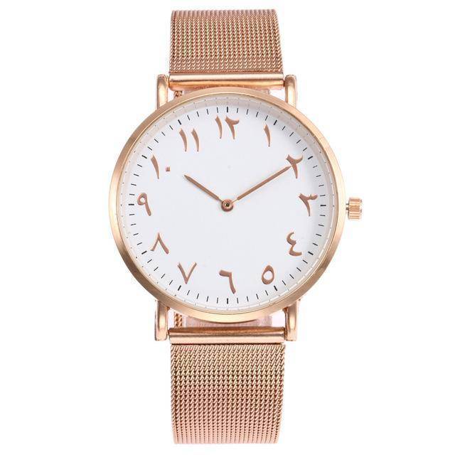 watches rose gold Arabic Numbers Stainless Steel minimalist Watch