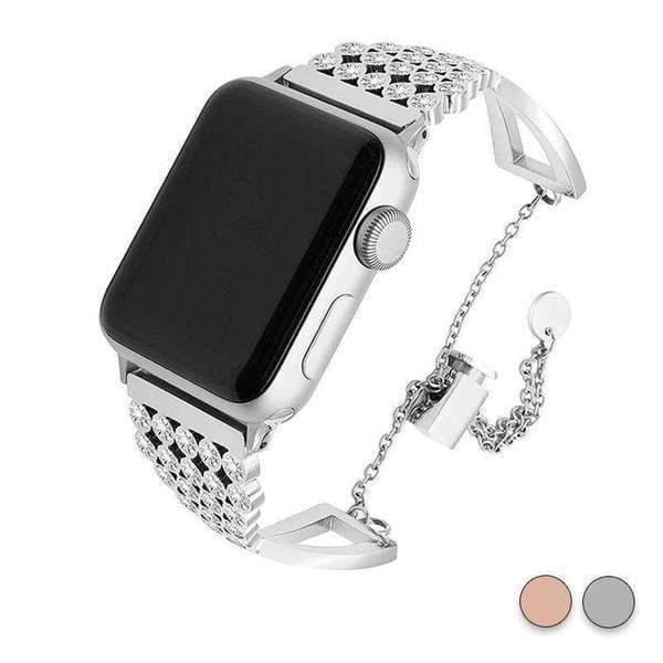 watches Silver 2 / 38mm / 40mm Apple Watch Series 5 4 3 2 Band, Luxury Bling Crystal Diamond, Stainless Steel Link Bracelet for iWatch fits 38mm, 40mm, 42mm, 44mm