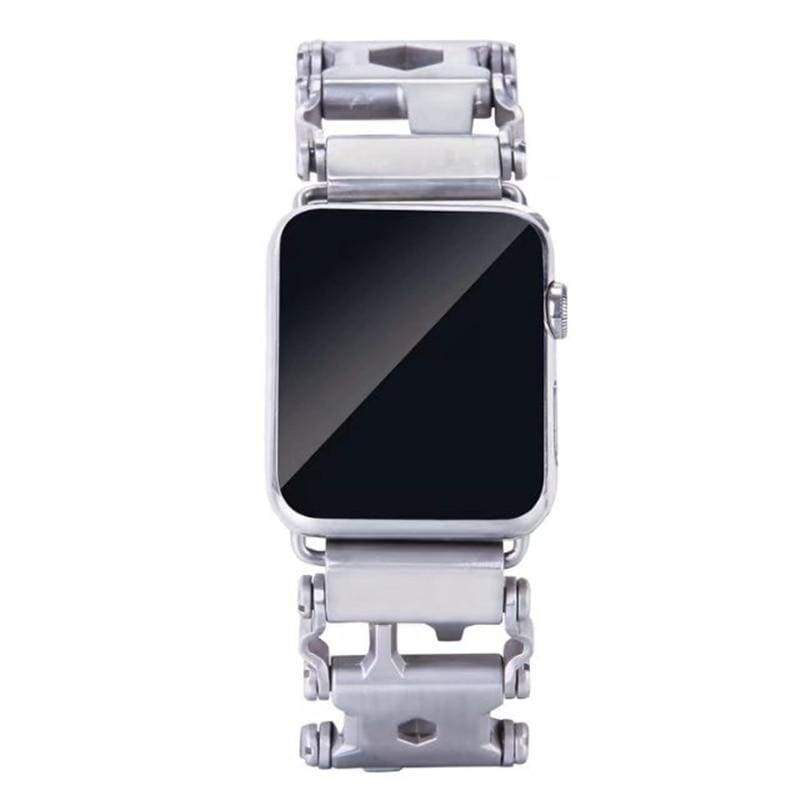 Watches Silver / 38mm / 40mm Apple Watch Series 5 4 3 2 Band, Stainless Steel, 22 multi function tools, Unique Apple bracelet, fits 38mm, 40mm, 42mm, 44mm