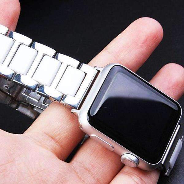 Watches Silver / 38mm/42mm Apple Watch ceramic bands 2, stainless Steel Watchband for iWatch 44mm/ 40mm/ 42mm/ 38mm Series 1 2 3 4
