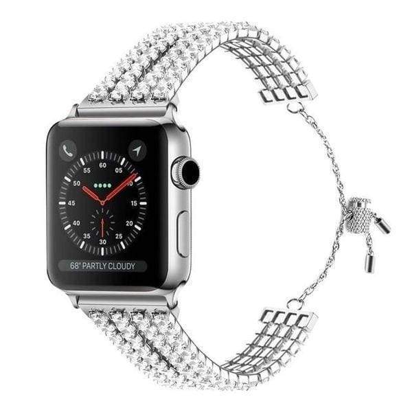 watches Silver 4 / 38mm / 40mm Apple Watch Series 5 4 3 2 Band, Luxury Bling Crystal Diamond, Stainless Steel Link Bracelet for iWatch fits 38mm, 40mm, 42mm, 44mm