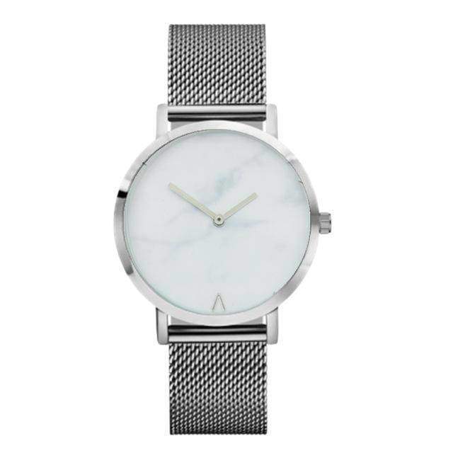 Watches Silver A Simple minimalist Marble texture Quartz Watch