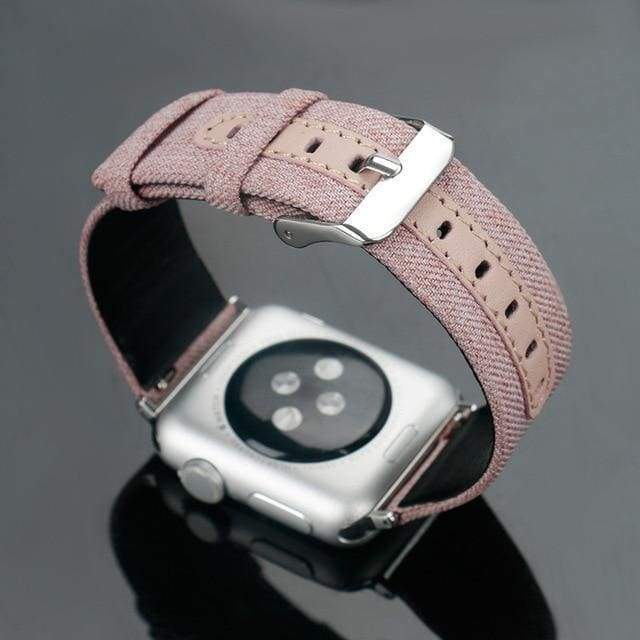 Watches Silver buckle with pink leather / 38mm / 42mm Apple Watch Series 5 4 3 2 Band, Luxury Leather Canvas Bracelet Wrist belt Watchband Metal Buckle 38mm, 40mm, 42mm, 44mm - US Fast Shipping