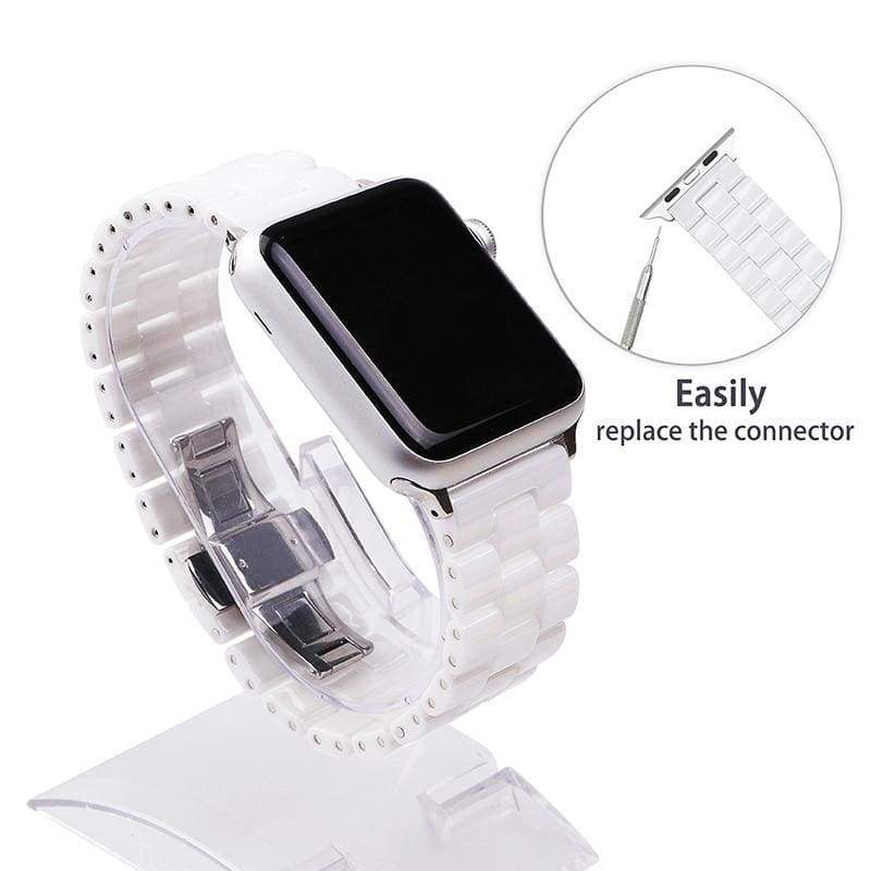 Watches White 3 / 38mm/40mm Apple Watch ceramic band, Stainless Steel Link Watchband for iWatch 44mm/ 40mm/ 42mm/ 38mm Series 1 2 3 4