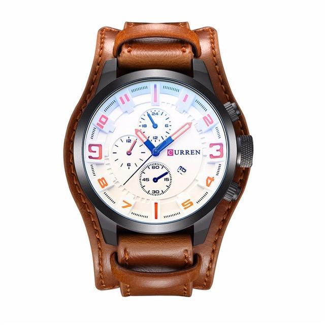 Watches White Mens Watch, Military Tactical sports Blue glass -  Casual Quartz Wristwatch,  Leather Waterproof