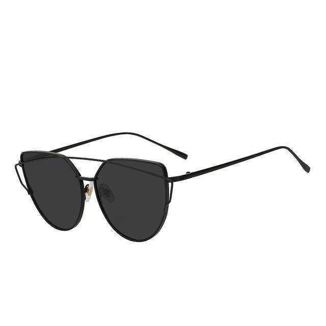 whats new Black w black Cats Eye Mirror Shades Sunglasses