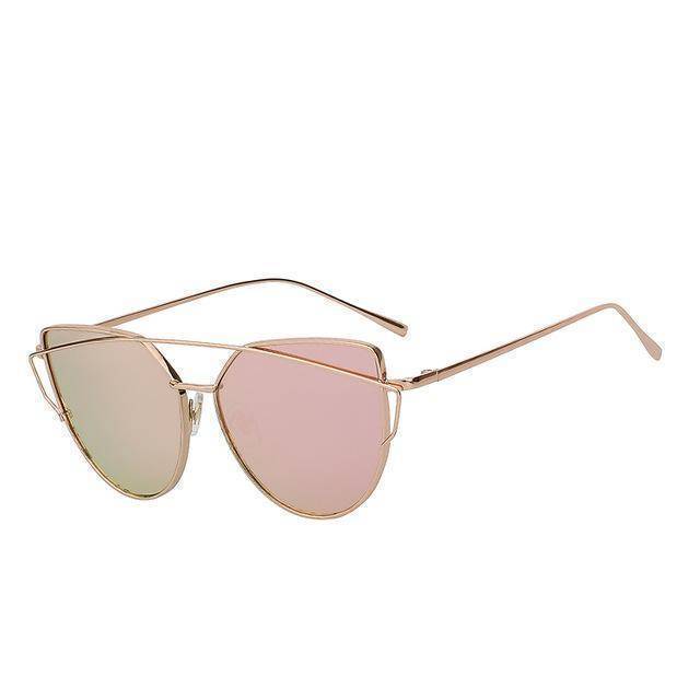 whats new Gold w pink mirror Cats Eye Mirror Shades Sunglasses