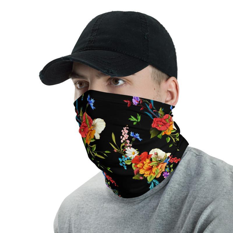 Wild Poppy Flower 12 in 1 Multi-functional Floral Face Cover black Scarf, Headband, Neck Gaiter mask Bandanna Balaclava- US Fast Shipping
