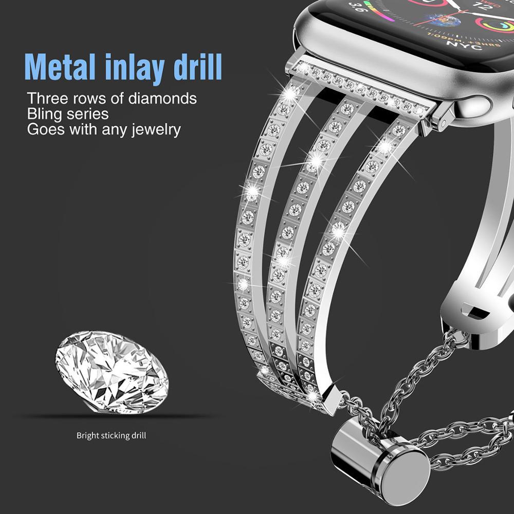 Watchbands women diamond watch band strap for apple watch 6 5 4 40mm 44mm watchband for iwatch 6 4 3 2 38mm 42mm bracelet wristband|Watchbands|